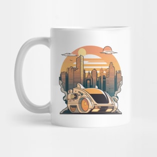 Futuristic Car Infront Of A Futuristic Mega City Mug